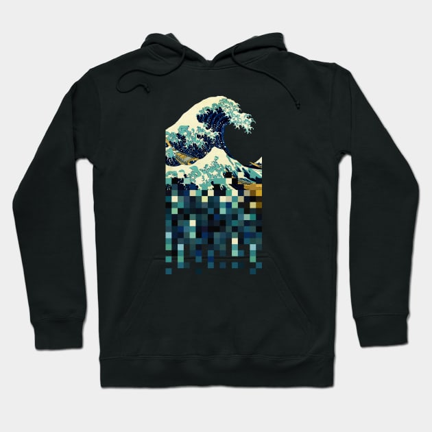 Kanagawa in Pixels Hoodie by diardo